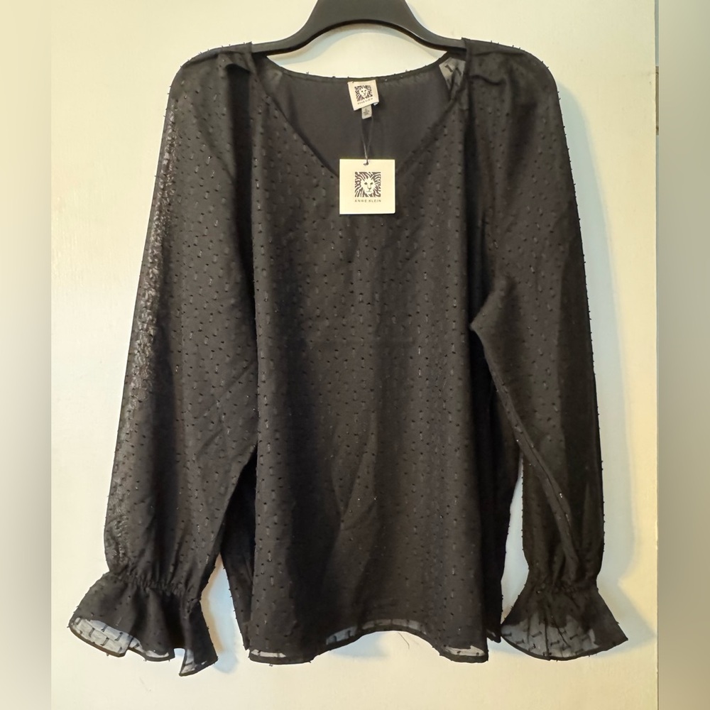 Anne Klein Black Blouse Size XL